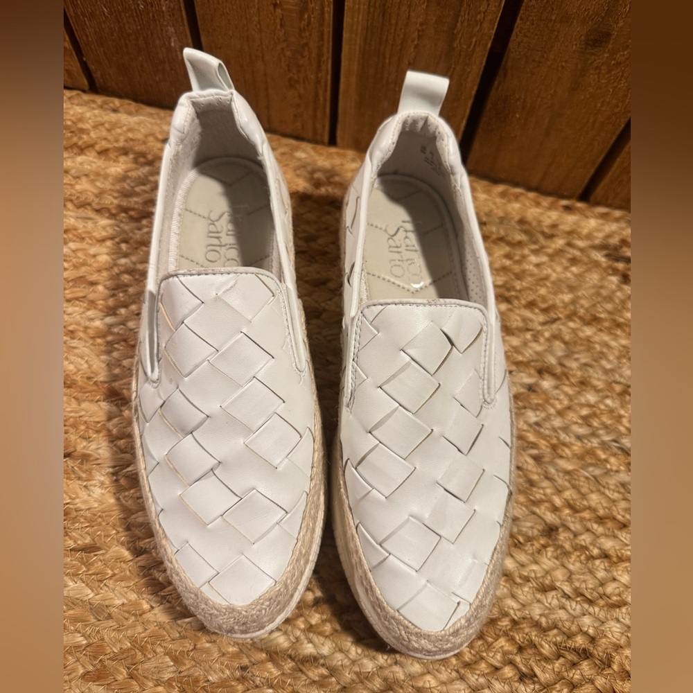 NEW Franco Sarto White Woven Slip-On Espadrilles Sz 5M